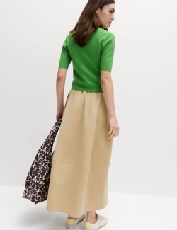Pure Cotton Cocoon Shape Midi Skirt