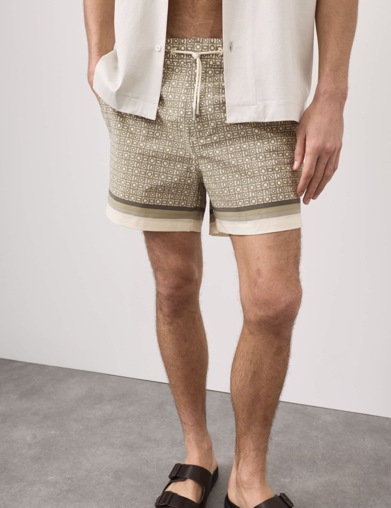 Quick Dry Geometric Print Swim Shorts