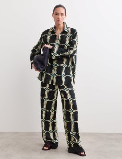 Silk Blend Geometric Shirt