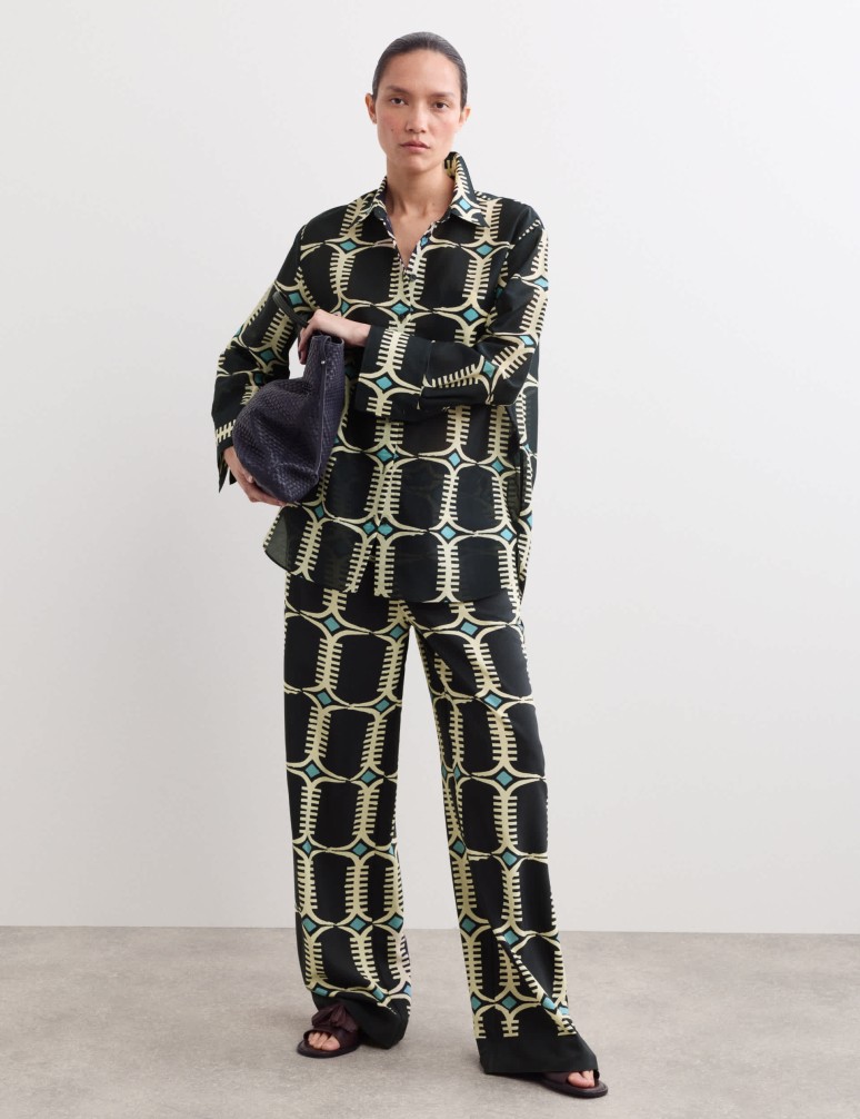 Silk Blend Geometric Shirt