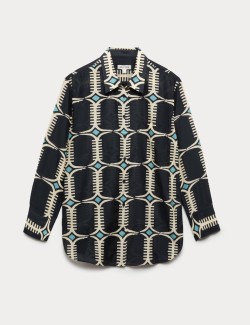 Silk Blend Geometric Shirt