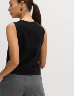 V-Neck Cropped Knitted Waistcoat