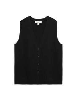 V-Neck Cropped Knitted Waistcoat