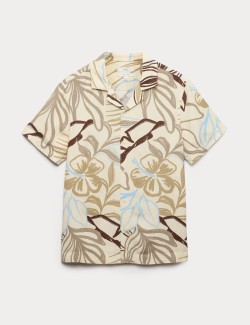 Linen Blend Hawaiian Short Sleeve Shirt
