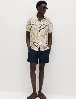 Linen Blend Hawaiian Short Sleeve Shirt