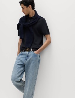 Cotton Rich Textured Knitted Polo Shirt