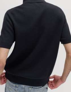 Cotton Rich Textured Knitted Polo Shirt