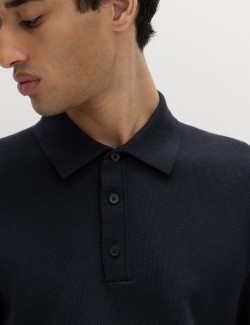 Cotton Rich Textured Knitted Polo Shirt