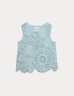 Crochet Look Knitted Vest