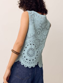 Crochet Look Knitted Vest