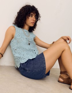Crochet Look Knitted Vest