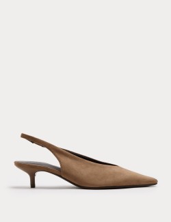Kitten Heel Pointed Slingback Shoes