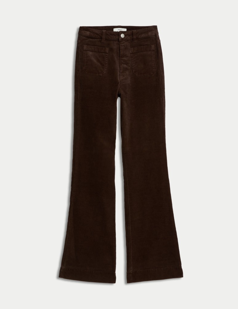 Cord Patch Pocket Tea Dyed Flared Trousers