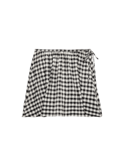 Miniaturní kolová sukně z materiálu Gingham ze směsi bavlny