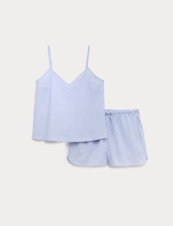 Woven Striped Cami Shortie Pyjama Set