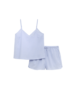 Woven Striped Cami Shortie Pyjama Set