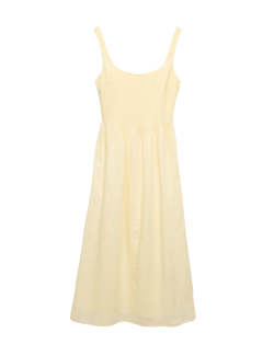 Linen Rich Pintuck Midaxi Skater Dress
