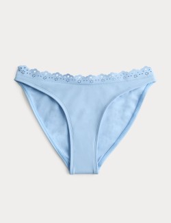 Sculpt Broderie Trim High Leg Bikini Bottoms