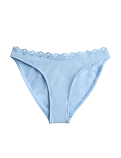 Sculpt Broderie Trim High Leg Bikini Bottoms