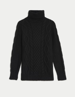 Cable Knit Roll Neck Longline Jumper