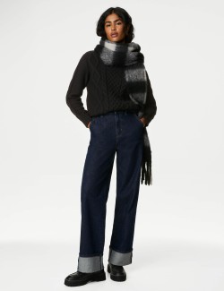 Cable Knit Roll Neck Longline Jumper