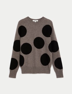 Pure Cashmere Spot Print Crew Neck Jumper