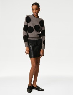 Pure Cashmere Spot Print Crew Neck Jumper