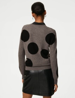 Pure Cashmere Spot Print Crew Neck Jumper