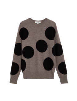 Pure Cashmere Spot Print Crew Neck Jumper