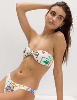 Vyztužený bikinový top typu bandeau s potiskem