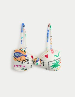 Printed Padded Bandeau Bikini Top