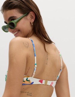 Printed Padded Bandeau Bikini Top