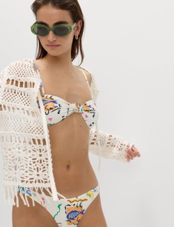 Printed Padded Bandeau Bikini Top