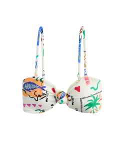Printed Padded Bandeau Bikini Top