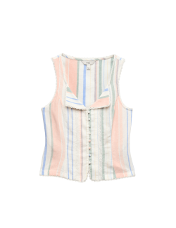 Linen Rich Lace Insert Corset Top