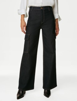 High Waisted Wide Leg Cargo Jeans