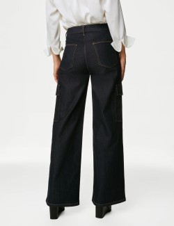 High Waisted Wide Leg Cargo Jeans