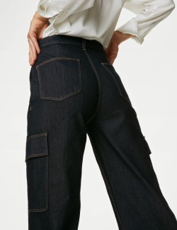 High Waisted Wide Leg Cargo Jeans