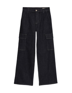 High Waisted Wide Leg Cargo Jeans