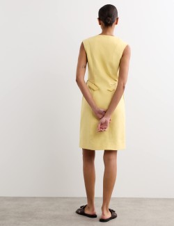 Cotton Blend V-Neck Knee Length Shift Dress
