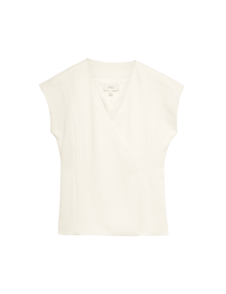 Tie Front Wrap Detail Waistcoat with Linen