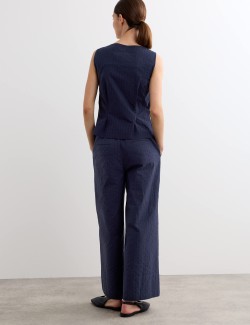 Pure Cotton Dobby Stripe Square Neck Waistcoat