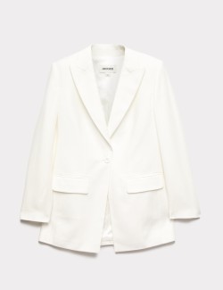 Tailored Basketweave Single Breasted Longline Jacket