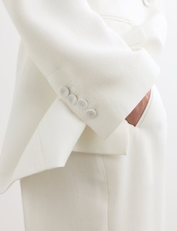 Tailored Basketweave Single Breasted Longline Jacket