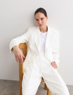 Tailored Basketweave Single Breasted Longline Jacket