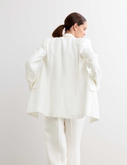 Tailored Basketweave Single Breasted Longline Jacket