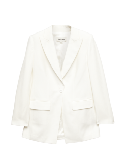 Tailored Basketweave Single Breasted Longline Jacket