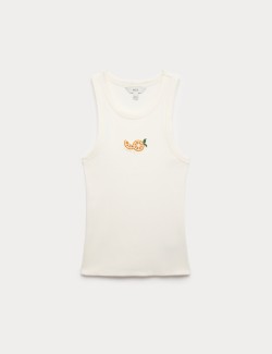 Cotton Rich Embellished Ribbed Vest
