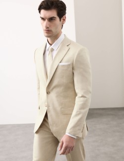 Tailored Fit Italian Performance Linen Blend Suit Jacket