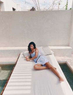 Poplin Embroidered Sardines Pyjama Shorts